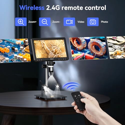 TOMLOV DM9 Max Digital Microscope: 20MP 10.1" 1500X HD IPS HDMI Coin Microscope Magnifier for Error Coins with Screen