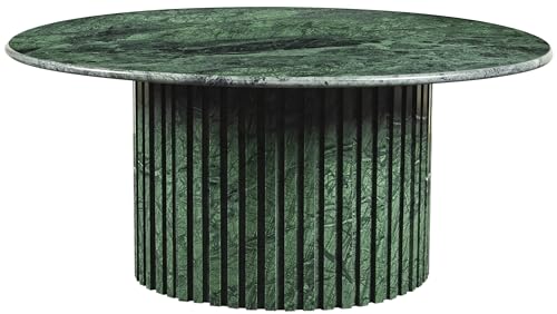 Meridian Furniture Genoa Collection Art Deco Coffee Table with Handcrafted Marble, 36" W x 36" D x 16" H, Green