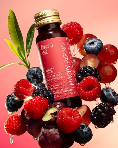 Liquid NAD+ Longevity Shots | Liposomal Nicotinamide Riboside and Resveratrol with Ceramides & Antioxidants | Twice-a-Week | Firm Skin & Brain
