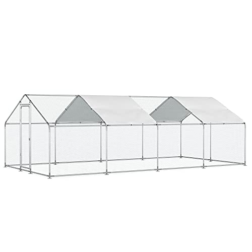 Morngardo Chicken Coop Large Metal Run for 40 Chickens Walk in Yard Poultry Cage Hen House with Waterproof Cover (193.75 Square Feet)