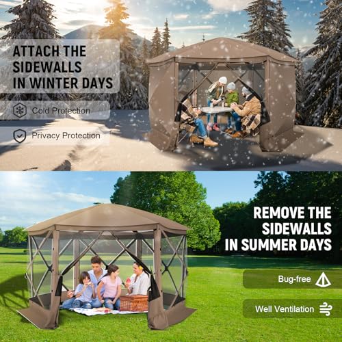COBIZI 12x12ft Pop up Gazebo Screen Tent Screen House for Camping, Camping Outdoor Screened Gazebo, Canopy Tent