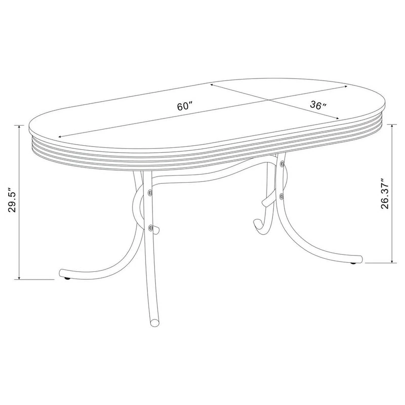 Coaster Retro 5-Piece Contemporary Metal Oval Dining Set in Chrome and Black