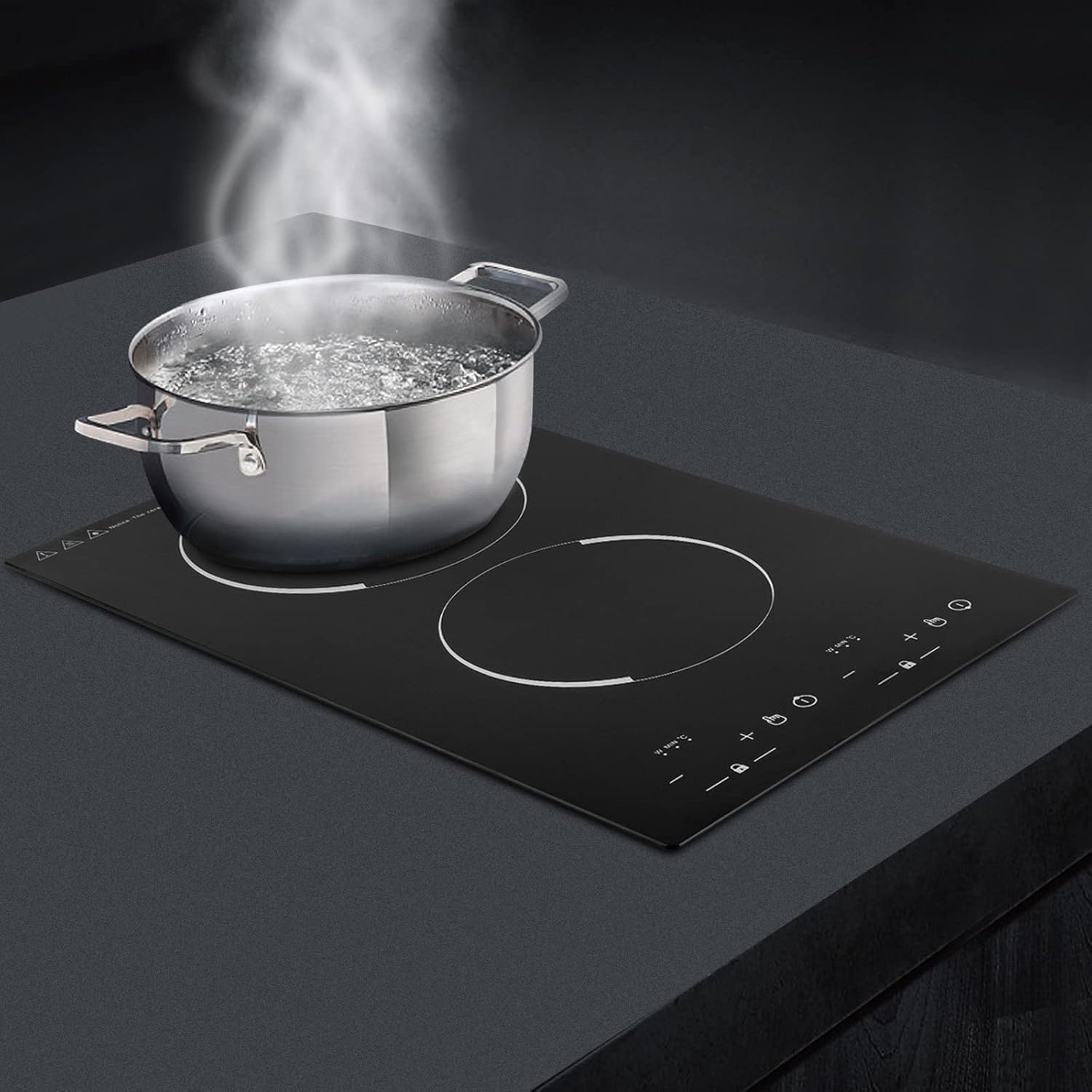 Double Induction Cooktop, Portable Induction Cooker with 2 Burner Independent Control, Ultrathin Body, 9 Temperature