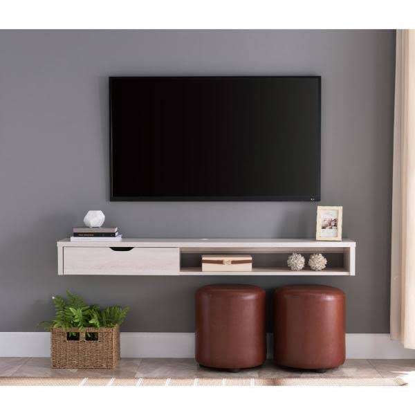 Furniture of America Eponine 60 in. White Oak Wall Mounted TV Console