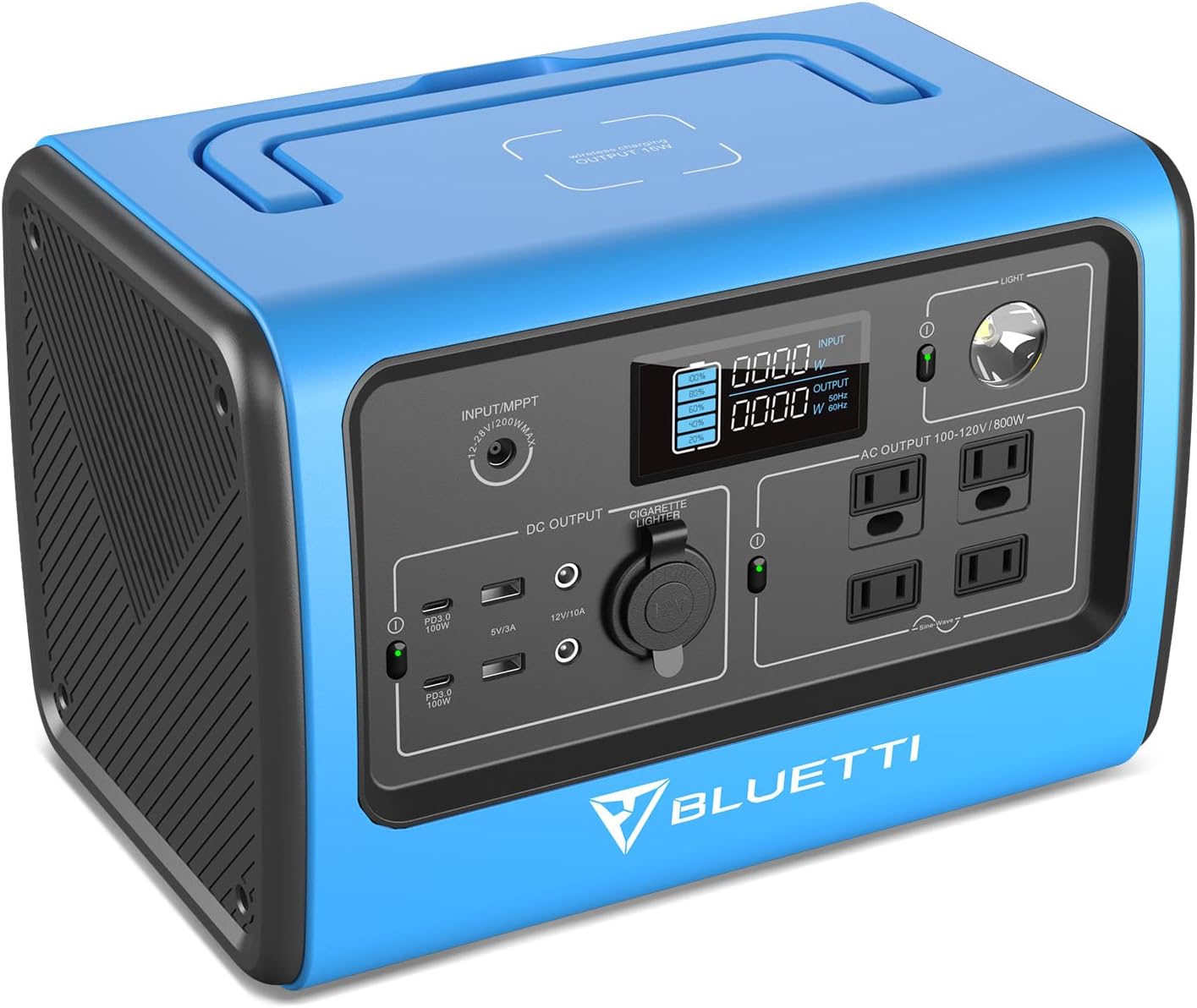 BLUETTI 800W/716Wh Portable Power Station EB70S Solar Generator LiFePo4 Battery Pack with 4 110V AC Outlets (Solar Panel Optional) Camping Supplies