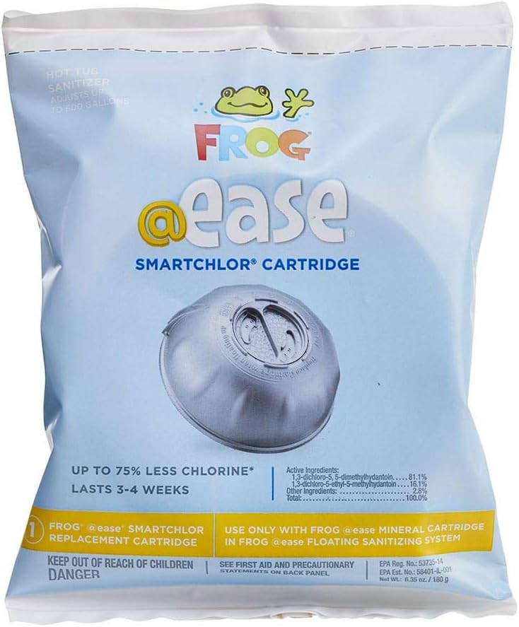 Spa Frog @Ease Floating System and 3 Refill SmartChlor Ease Replacement Mineral Cartridges, 30 Test Strips