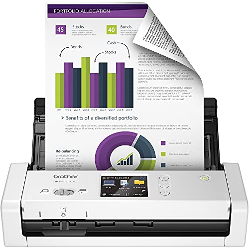 Brother ADS-1800W Wireless Compact Desktop Scanner | Scan Speeds of Up to 30ppm | 2.8" Color Touchscreen