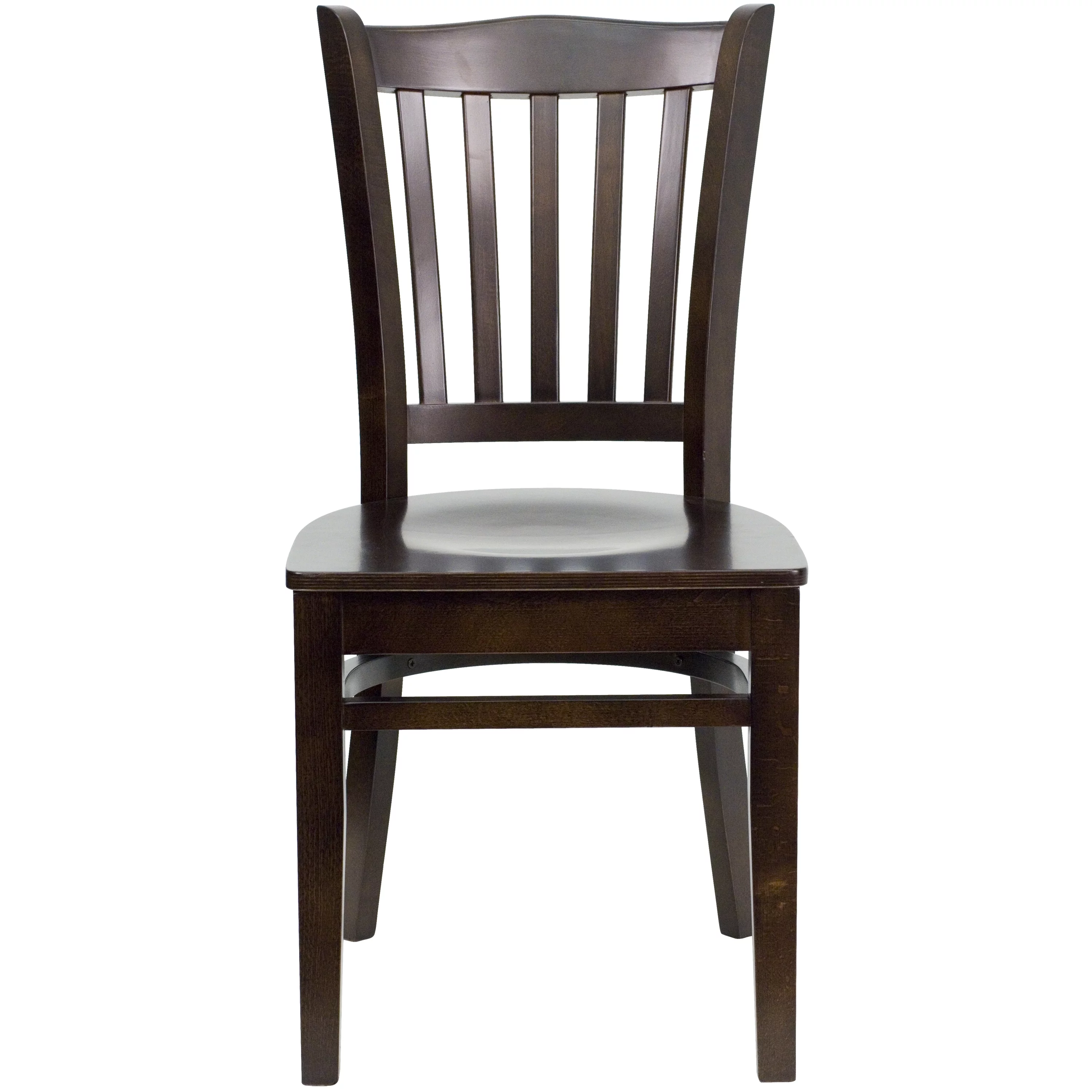 Flash Furniture 2 Pack HERCULES Series Vertical Slat Back Walnut Wood Restaurant Chair