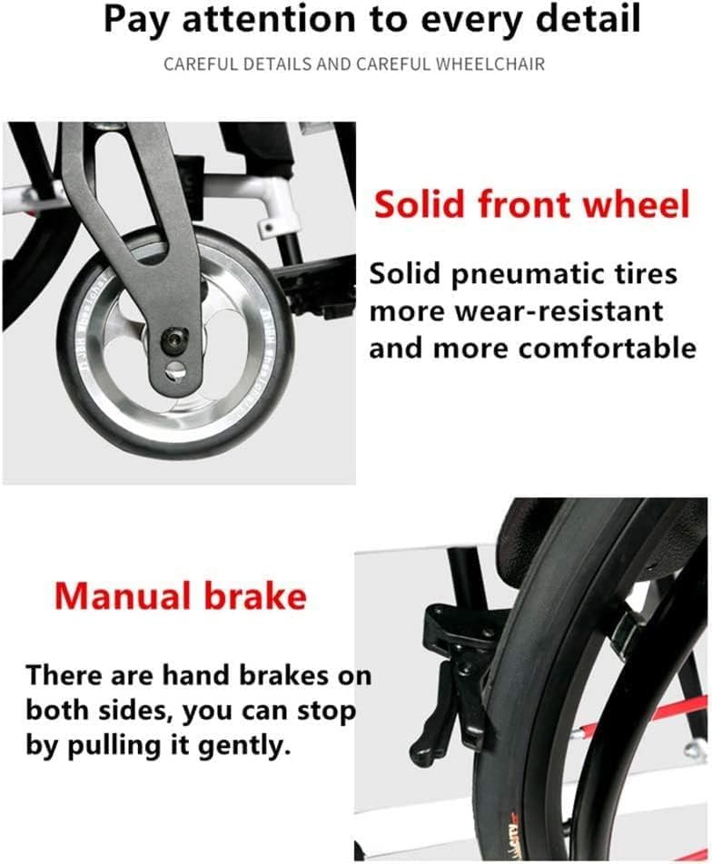 Self Propelled Manual Wheelchair Super Lightweight Folding Aluminium Frame Wheelchair w/Armrest Swing Leg Rest Comfortable Ergonomic Sport Wheelchair
