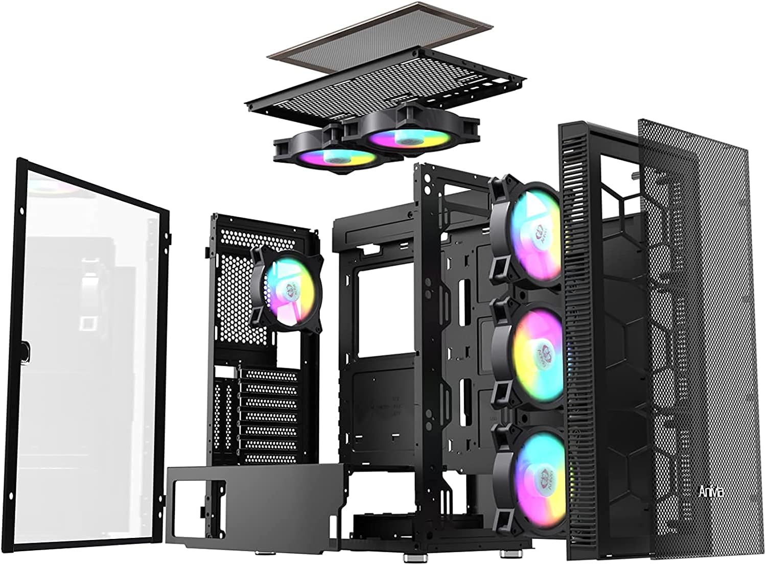 ATX Mid-Tower PC Gaming Case with Magnetic Design Dust Filter Pre-Installed 6 x 140mm RGB Fans & USB 3.0 Port Glass Side Panel Cable Management