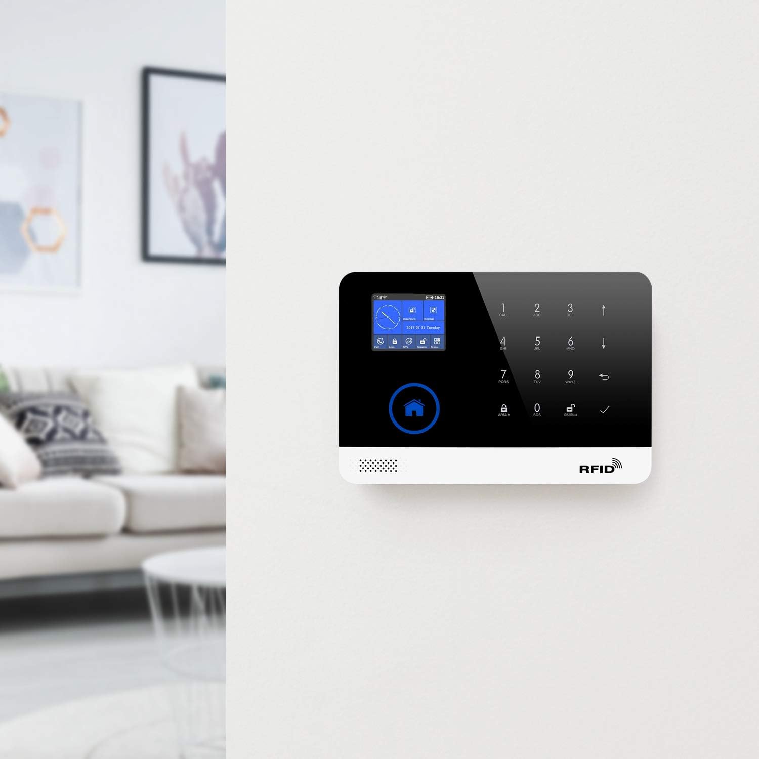 Alarm Security System,Wireless DIY Burglar Alarm 18 Piece Kit with GSM and WiFi APP Control for Home Office & Shop