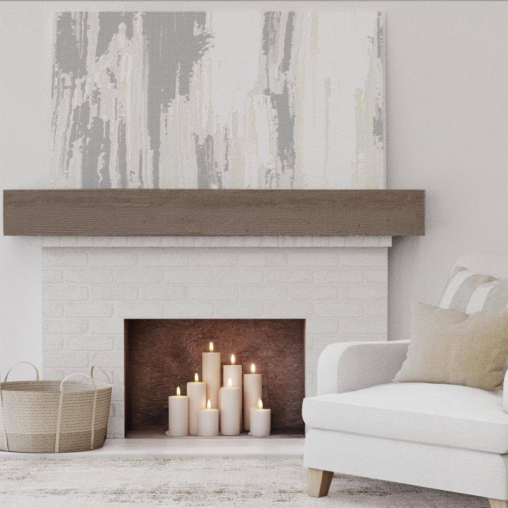Ekena Millwork MANURS04X04X36VM 4x22H x 4x22D x 36x22W Rough Sawn Faux Wood Fireplace Mantel, Vintage Mahogany