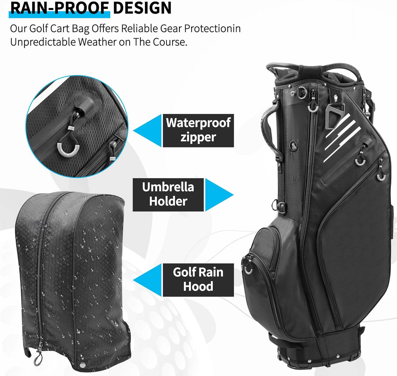 Golf Stand Bag 14 Way Full-Length Dividers with Stand, Lightweight Waterproof Golf Bag, 8 Pockets, Cooler Pouch,Golf Club Bag for Men, Dual Strap