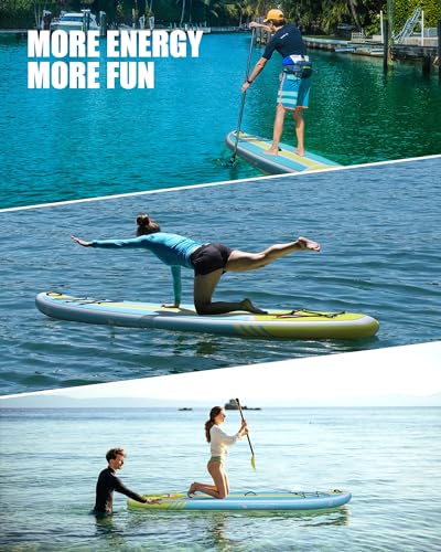 Highpi Inflatable Stand Up Paddle Board Premium SUP Accessories, Backpack, Wide Stance, Surf Control, Non-Slip Deck, Leash, Paddle and Pump