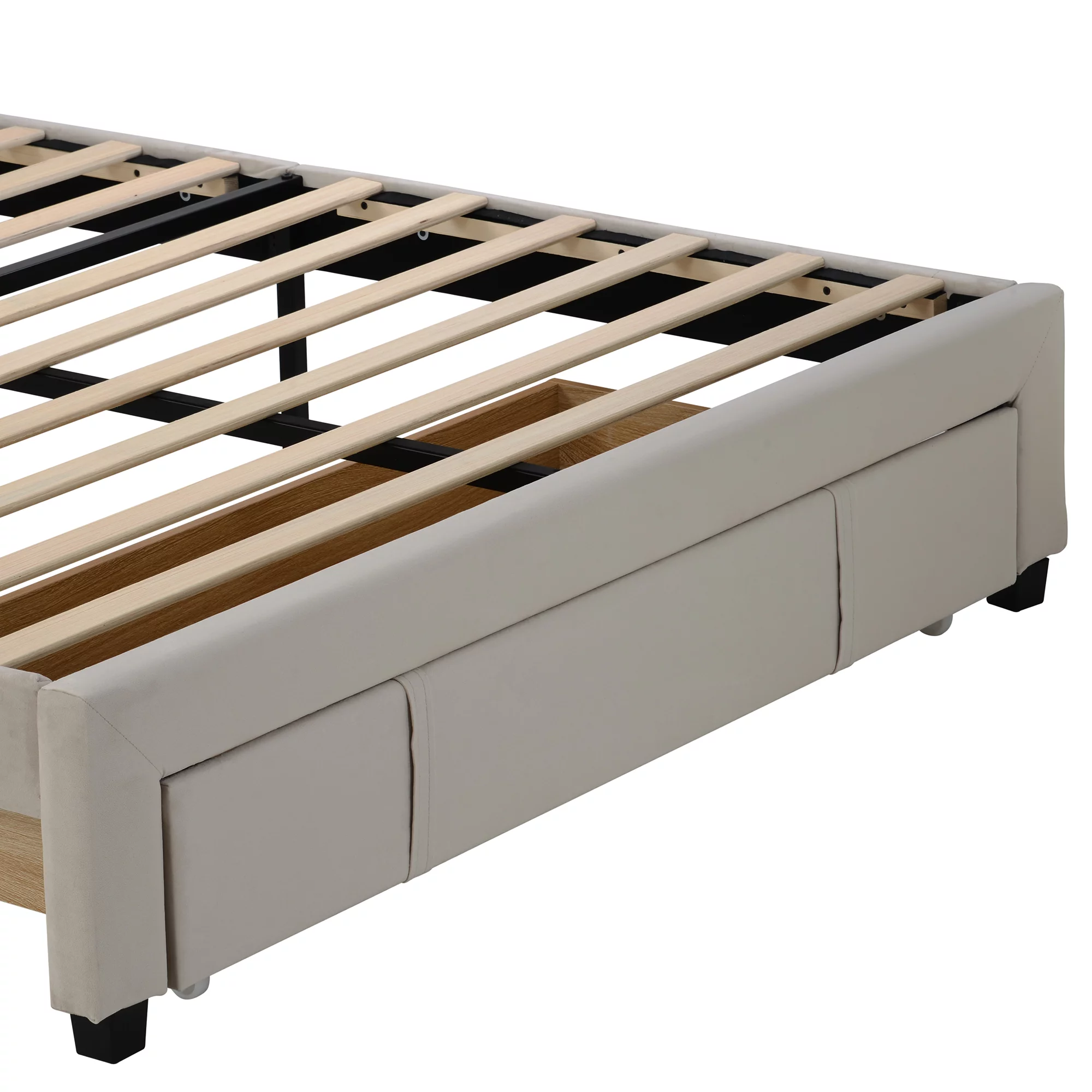 Queen Size Velvet Upholstered Platform Bed