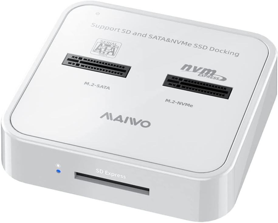 MAIWO K3016S 2 Bay m.2 SATA Docking Station, Tool-Free Type C to SATA SSD External Hard Drive Enclosure for B + M Key