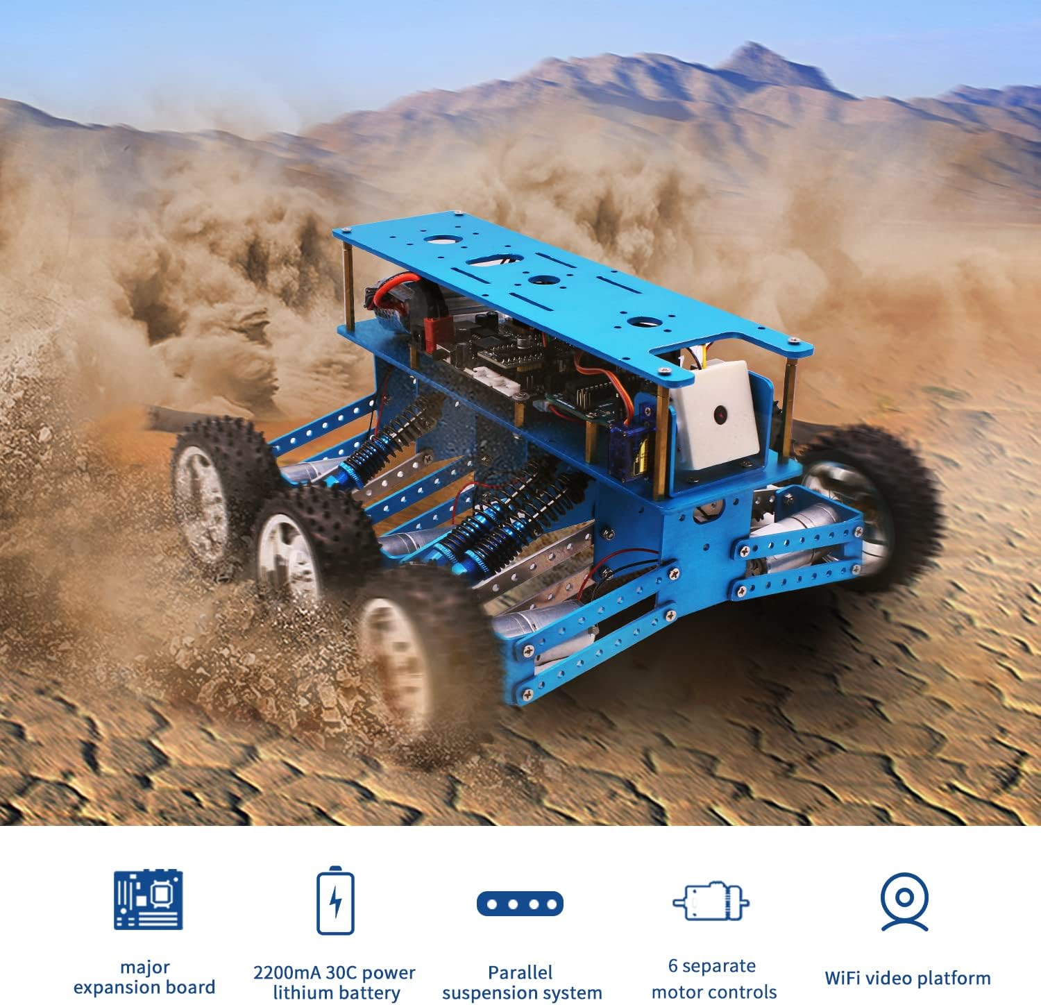 Yahboom Adults Robotic for UNO R3 6WD Robot Kit with Camera DIY Programmable RC Off-Road Car