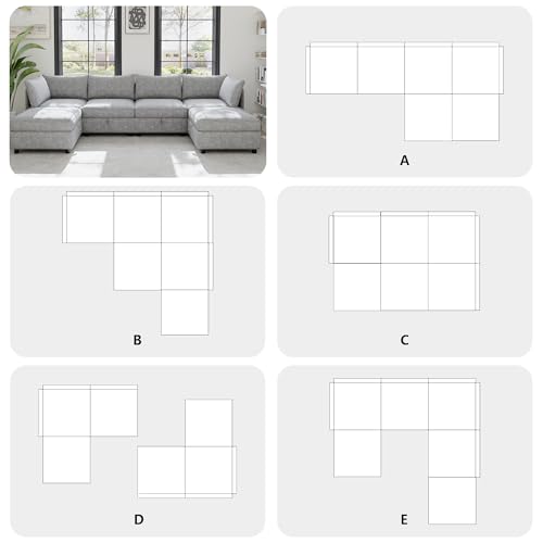 Oversized Modular Storage Sectional Sofa Customizable Seating Group Sofa&Couch Convertible Sleeper Sofabed with Movable Ottomans and Seat