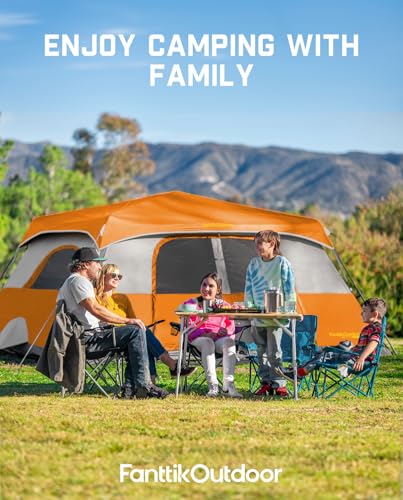 FanttikOutdoor Camping Tent 4/6/8/10 Person Instant Cabin Tent Setup in 60 Seconds with Rainfly & Windproof Portable with Carry Bag for Family