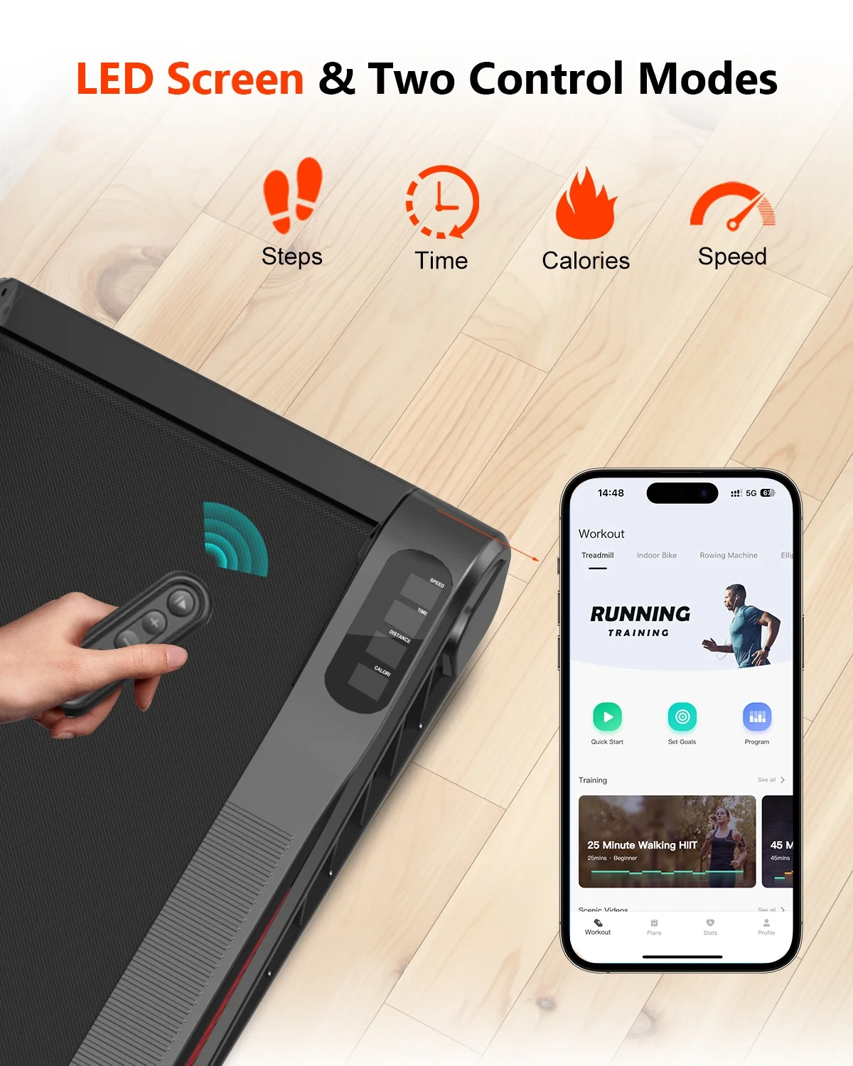 HomeFitnessCode Incline Walking Pad, Small Under Desk Treadmill with APP & Remote Control, Bluetooth Speaker, Small Treadmill for Home & Office