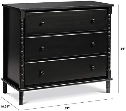 NLIBOOMLife Jenny Lind Spindle 3-Drawer Dresser in Fog Grey