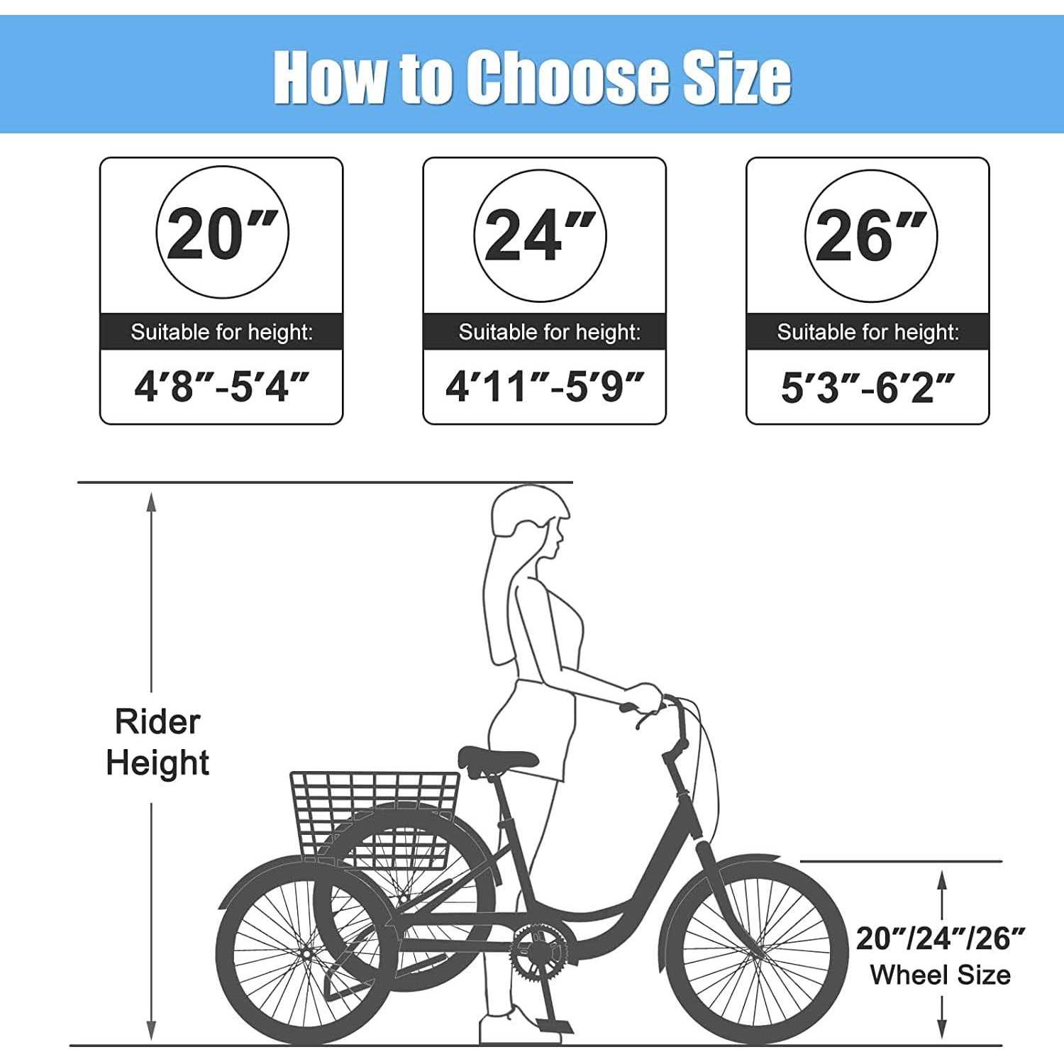 ABORON Adult Tricycles 3 Wheel Bikes 7 Speed Adult Trikes - Sports Supplies Online Store