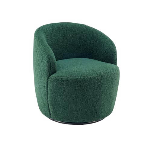 Teddy Fabric Swivel Accent Armchair Barrel Chair with 360 Degree Swivel Small Single Sofa Armchair for Nursery Living Room Bedroom (Ivory White)