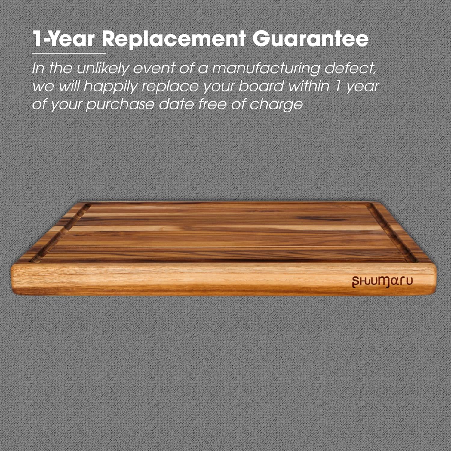 Large Teak Wood Cutting Board - Juice Groove, Reversible, Thick Edge Grain Carving Block (17 x 13 x 1.6 inches | Large)