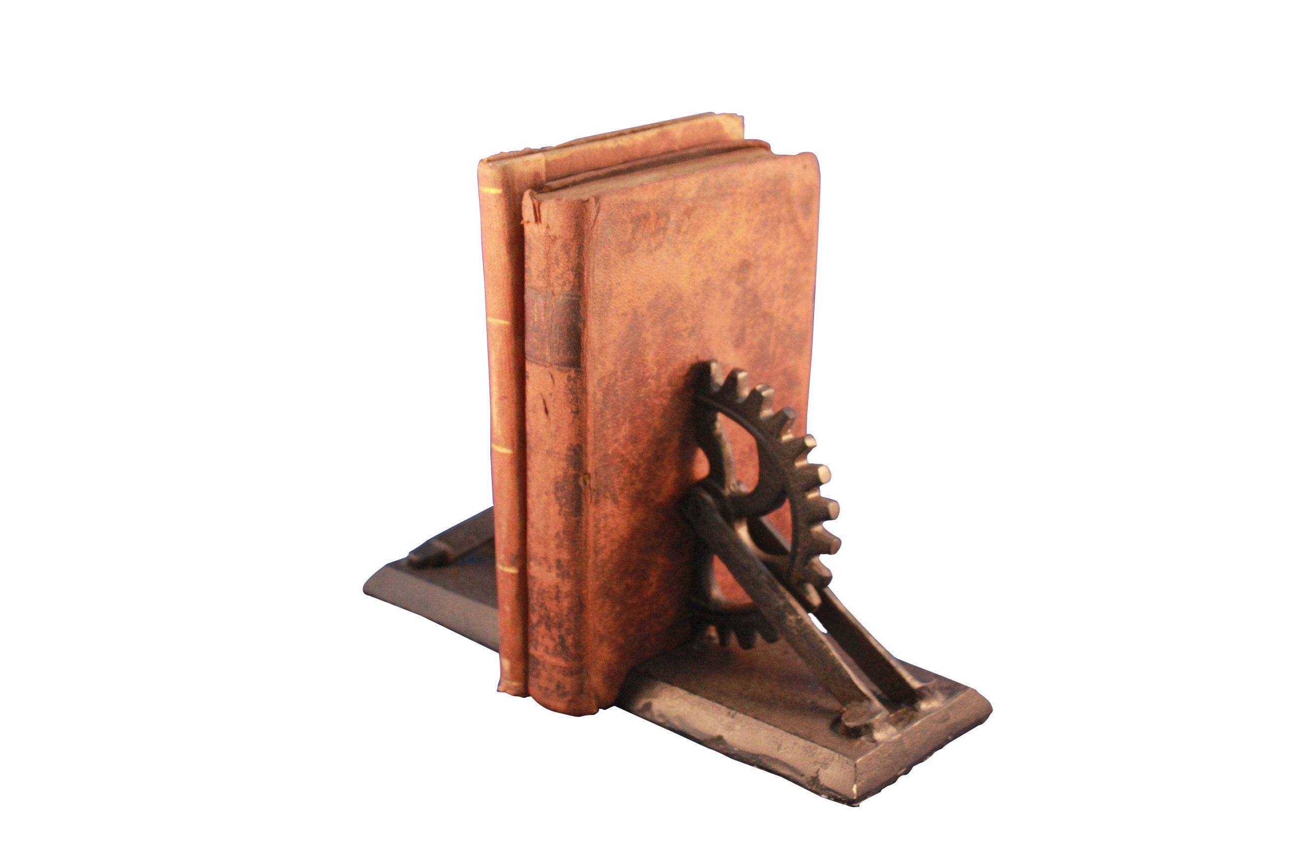 Rustic Deco Steampunk Gear u0026 Bracket Cast Iron Bookends - Metal - Pair