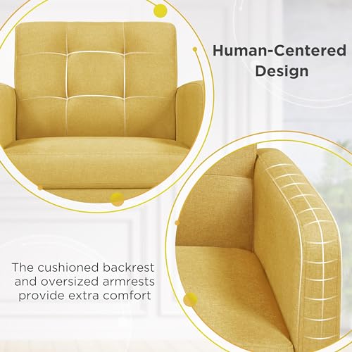 Yaheetech Mid-Century Accent Chairs, PU Leather Modern Upholstered Living Room Chair