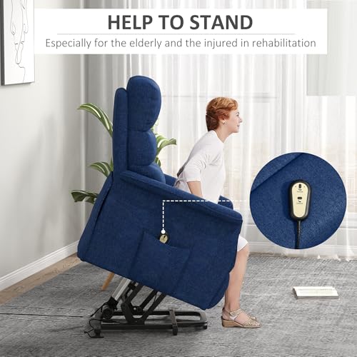 HOMCOM Power Lift Recliner Chair for Elderly, Easy Assembly, Fabric Lift Chair for Adults, Recliner Sofa with Remote Control