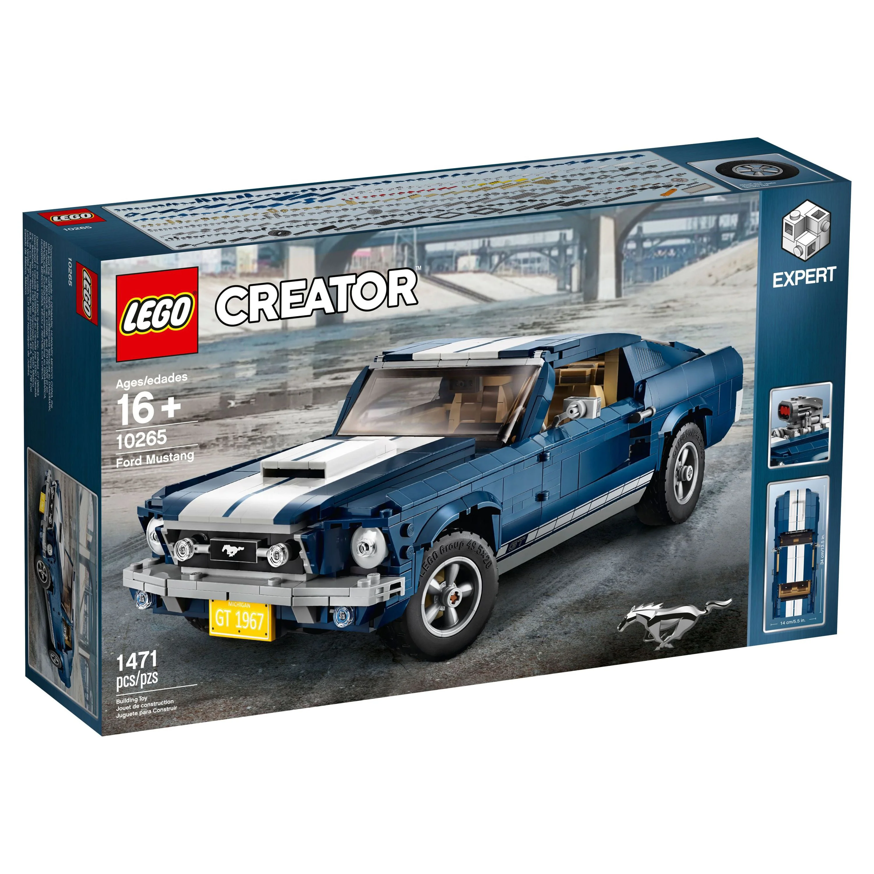 LEGO Creator Expert Ford Mustang 10265 Building Set - Exclusive Advanced Collector's Car Model, Featuring Detailed Interior, V8 Engine
