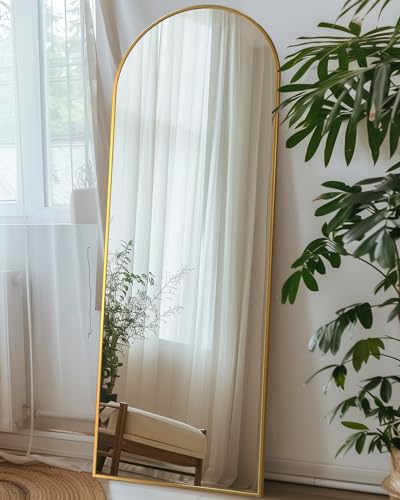 Full Length Mirror, 76"x34" Arched Floor Mirror Freestanding, Floor Standing Full Body Mirror with Stand for Bedroom