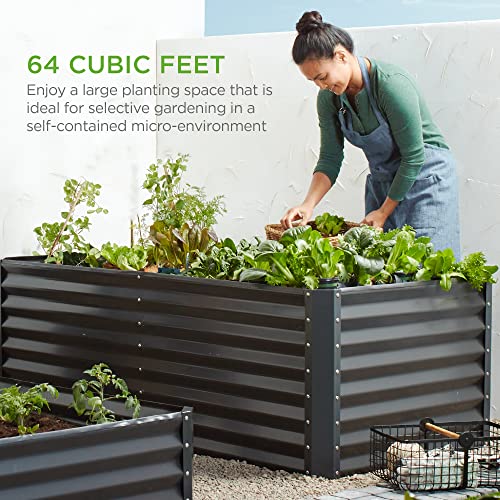 Best Choice Products 8x4x2ft Outdoor Metal Raised Garden Bed, Deep Root Planter Box for Vegetables, Flowers, Herbs