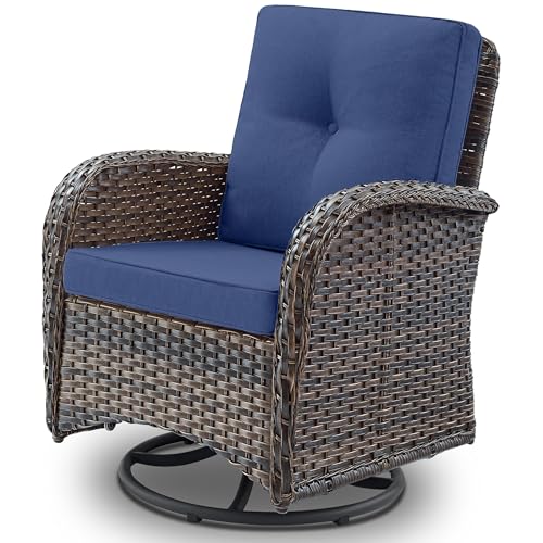 Patio Wicker Chairs Swivel Rocker - Outdoor Swivel Rocking Chairs Set of 2 with Rattan Side Table