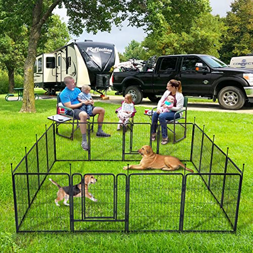 TMEE Dog Playpen, 40" Height 16 Panels Outdoor Dog Fence Pet Play Pen, Puppy Pens for Large/Medium/Small Dogs, Ideal for RV, Camping, Yard, Indoor