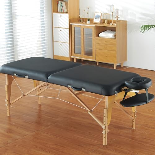 VEVOR Professional Wide Massage Table 30" W, Heavy Duty Folding Massage Table, 750LBS, 8-Level Height Adjustable Facial Salon Tattoo Bed