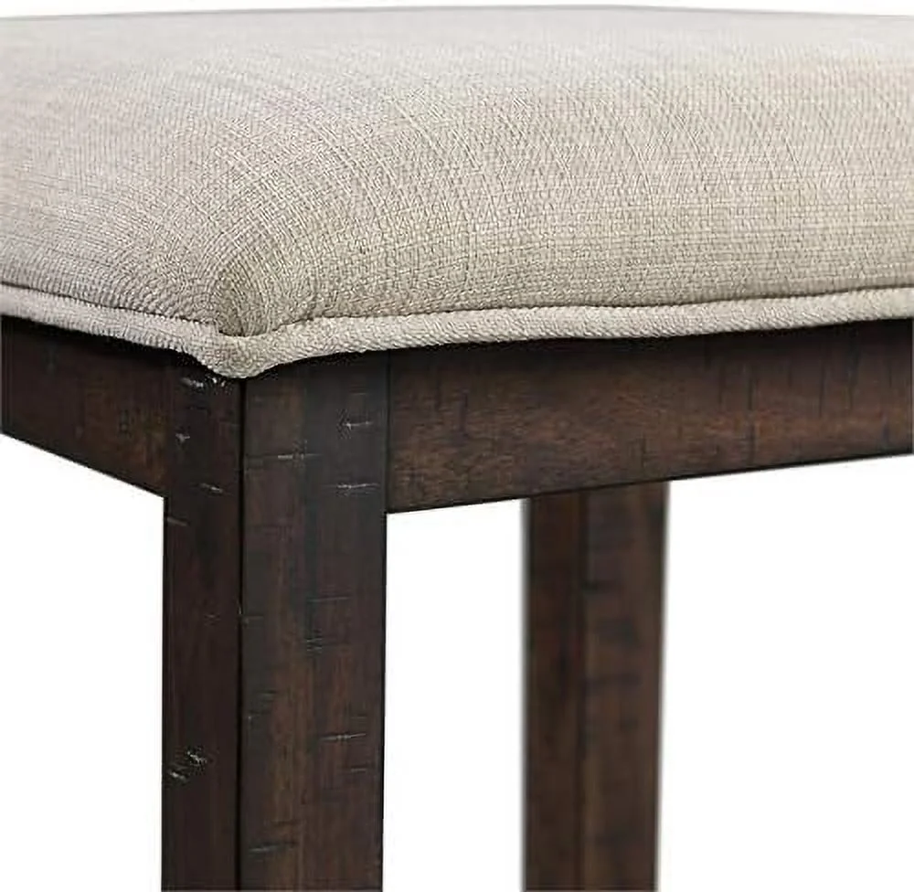 Contemporary Multipurpose Home Bar Living Room Sofa Bar Table Set With 3 Upholstered Stools In Walnut And Taupe Fabric