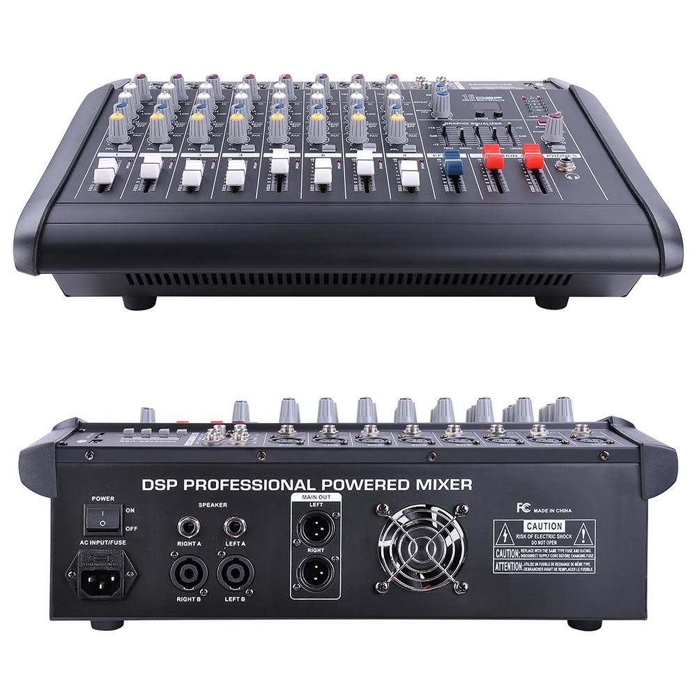 Pro 8 Channel Powered Mixer Power Mixing Amplifier Amp 16DSP w/ USB Slot