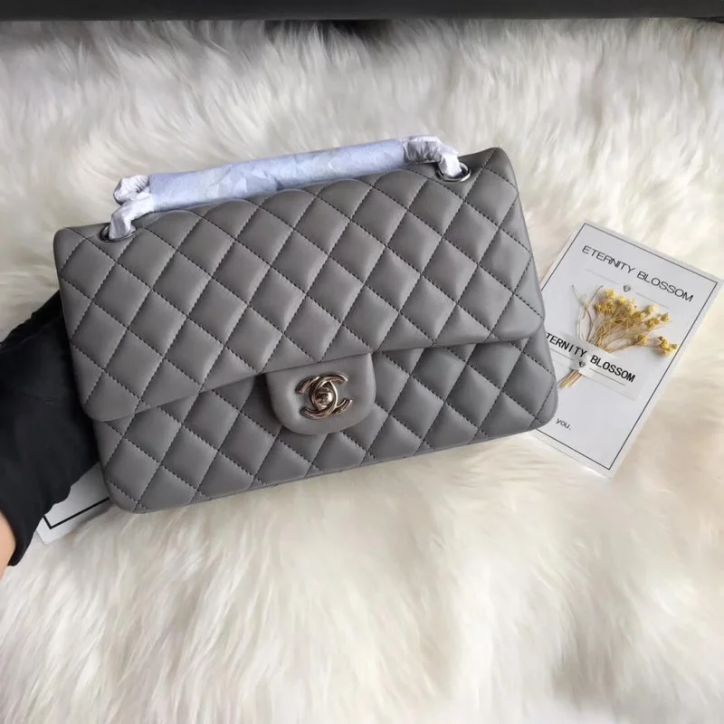 Chanel 1112 Grey Medium Size 2.55 Lambskin Leather Flap Bag