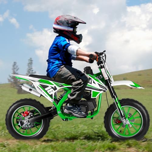 49CC Kids Dirt Bike,2-Stroke Gas Power Motocross Bike,Pit Bikes Motocross,Off Road Gas Pocket Motorbike with Front Rear Disc Brakes,Mini Dirtbike