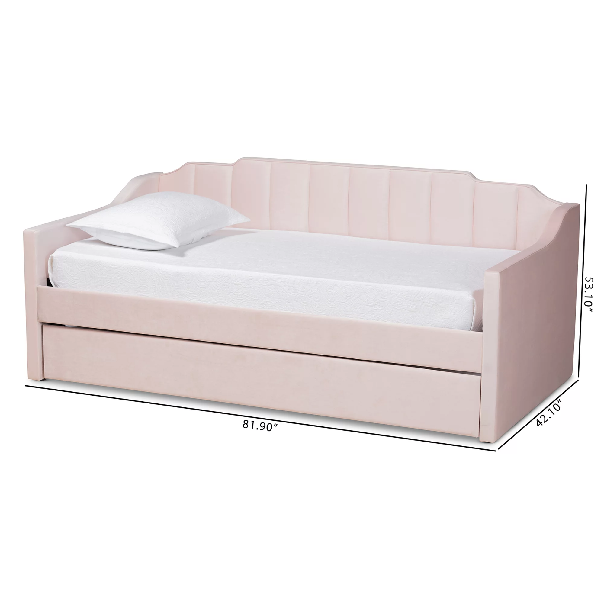 Baxton Studio Lennon Modern Engineered Wood with Trundle Daybed, Twin, Pink