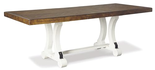 Signature Design by Ashley Valebeck Rustic Farmhouse 36" Counter Height Dining Table, Brown & White