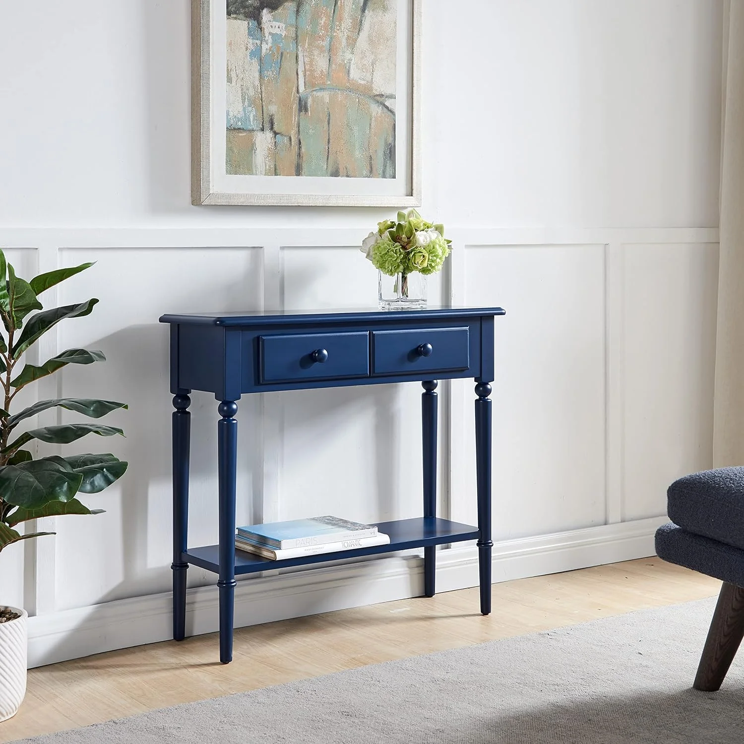 Leick Home Coastal Console Table, Navy Blue