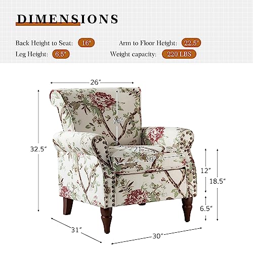 HULALA HOME Modern Wingback Accent Chair with Wood Legs & Removable Cushion, Comfy Upholstered Armchair with Nailhead Trim