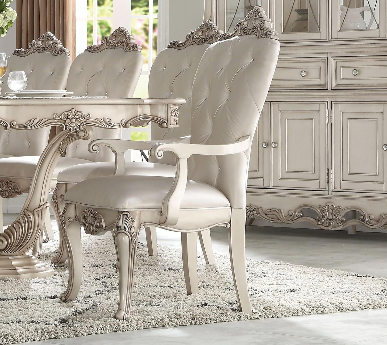 Formal 9-Piece Dining Room Set with Dining Extendable Table, 6 Side Chairs and 2 Arm Chairs, Set for 8 Persons