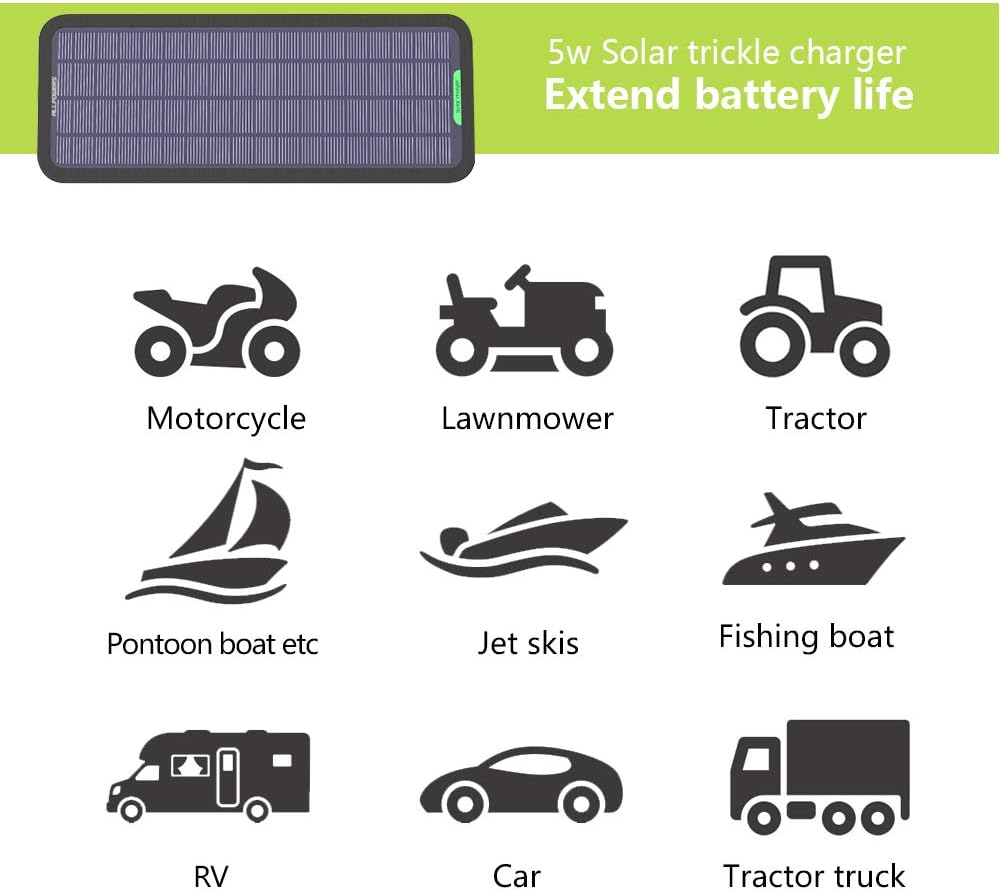 ALLPOWERS 18V 12V 5W Portable Solar Panel Car Boat Power Solar Panel Battery Charger Maintainer for Automotive Motorcycle Tractor Boat RV Batteries