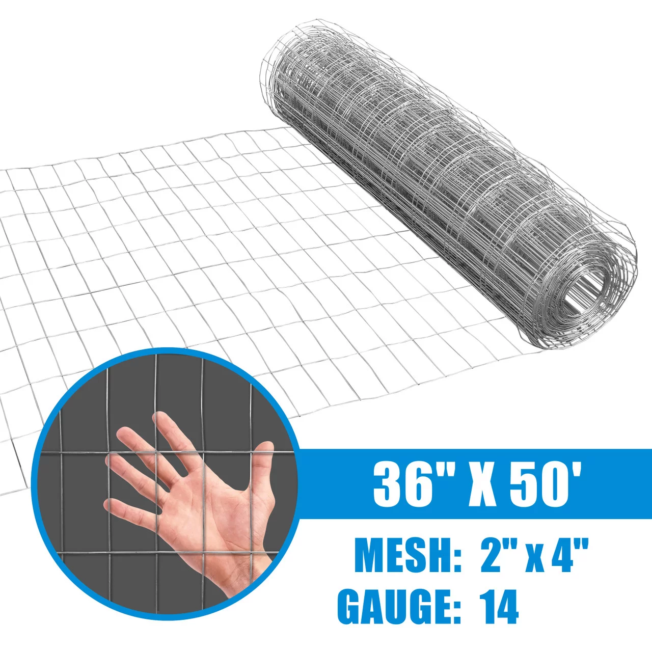Fencer Wire 14 Gauge Galvanized Welded Wire Fence, 2" x 4" Mesh Opening for Vegetables, Garden Fruits & Animals Enclosure - Curated Treasures Market