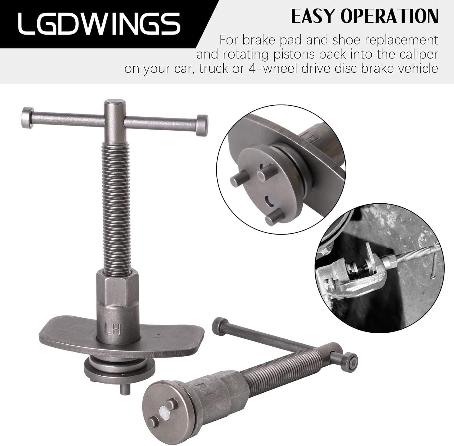LGDWINGS 26PCS Heavy Duty Disc Brake Piston Caliper Compressor Rewind Tool Set Wind Back Tool Kit for Brake Pad Replacement Reset, Fits Most American