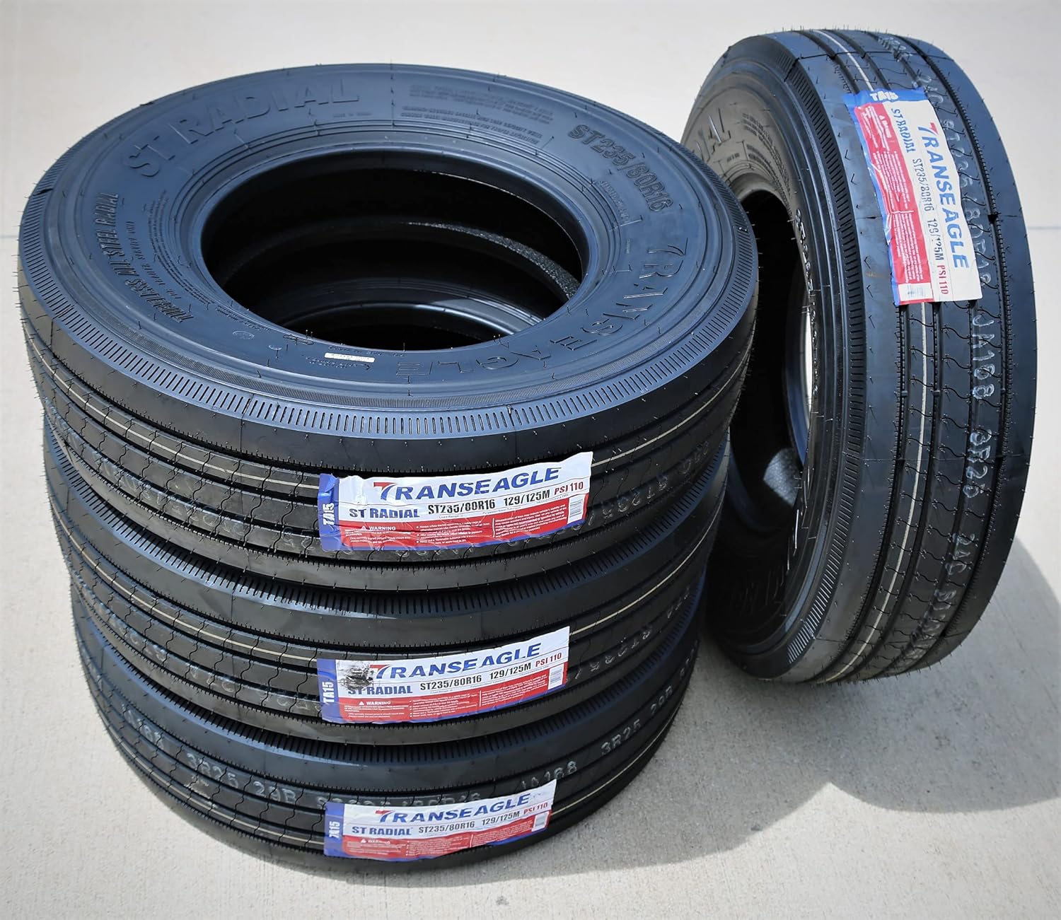 Set of 2 (TWO) Transeagle ST Radial All Steel Heavy Duty Premium Trailer Radial Tires-ST235/80R16 235/80/16 235/80-16 129/125M Load Range G LRG